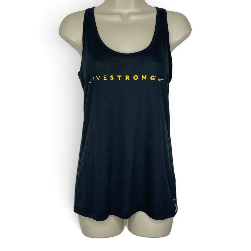 Nike Dri Fit Livestrong Tank Top Racerback Athletic Black Women’s Size Small